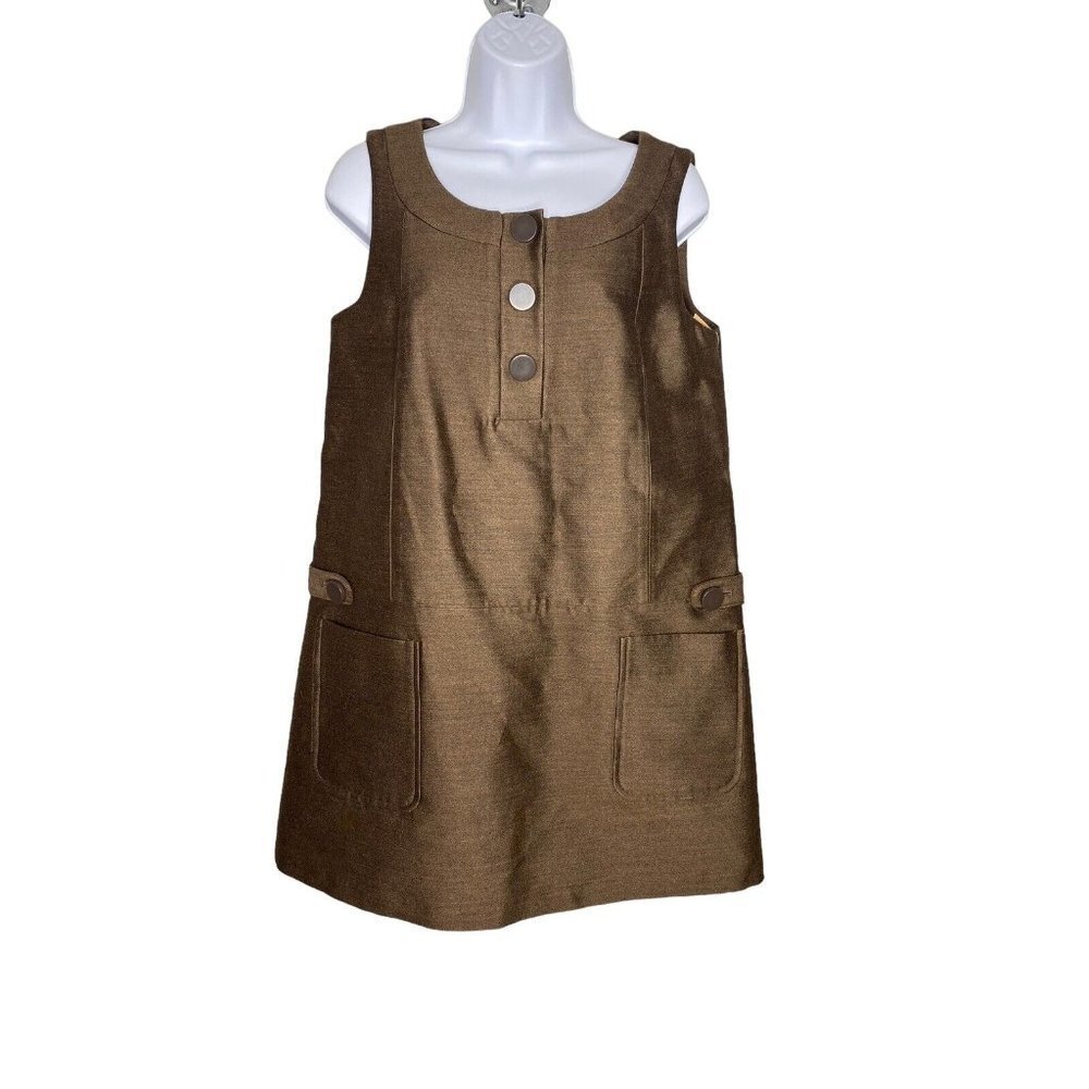 H&M Womens Sleeveless Mini Dress Brown Button Front Silk Blend Size 8